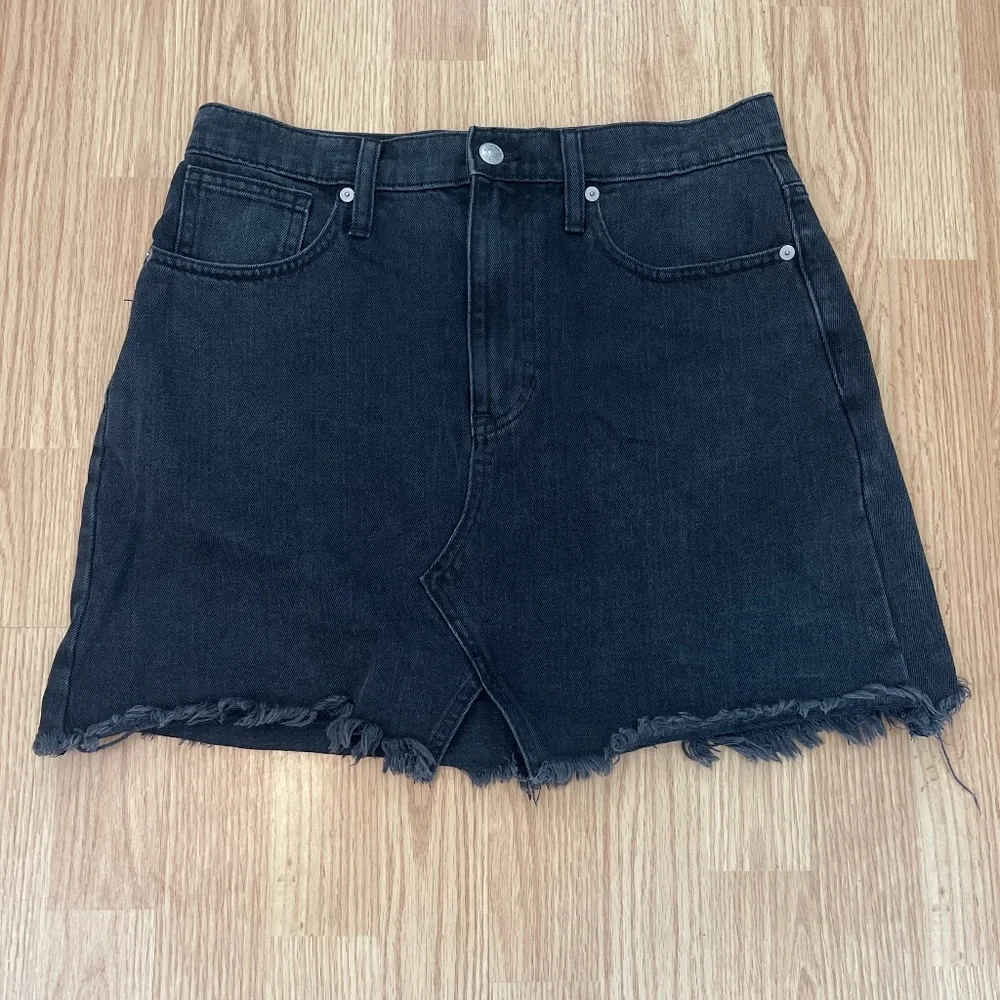 Madewell Rigid Black Denim A-Line Mini Lunar Skirt Size 28 - Picture 3 of 7